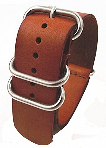 Genuine-Leather-Military-NATO-MOD-Watch-Strap-Various-Colours-and-Sizes-Brown-20mm-0