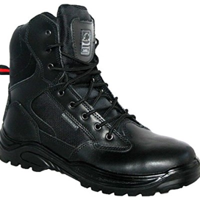 MENS-POLICE-ARMY-SECURITY-TACTICAL-SIDE-ZIP-COMBAT-WORK-BOOTS-STEEL-TOE-CAP-UK-9-Black-0