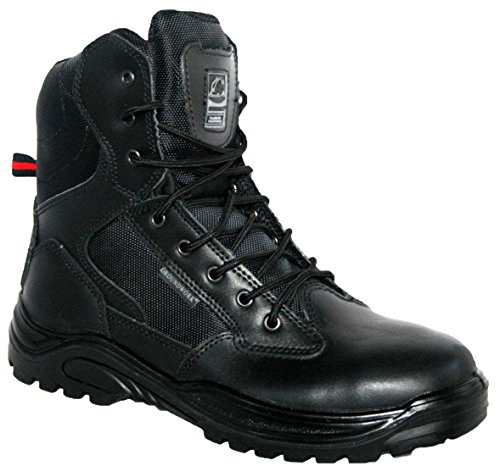 MENS-POLICE-ARMY-SECURITY-TACTICAL-SIDE-ZIP-COMBAT-WORK-BOOTS-STEEL-TOE-CAP-UK-9-Black-0