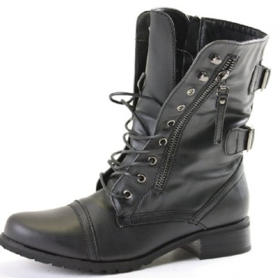 Size-6-Style-A-Black-Leather-Womens-Military-Style-Army-Combat-Lace-up-Ankle-Worker-Boots-0