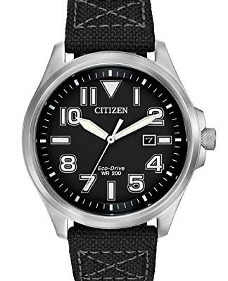 Citizen-Watch-mens-quartz-Watch-with-black-Dial-analogue-Display-and-black-fabric-Strap-AW1410-08E-0