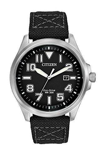 Citizen-Watch-mens-quartz-Watch-with-black-Dial-analogue-Display-and-black-fabric-Strap-AW1410-08E-0