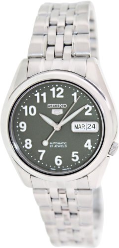 Seiko-Mens-SNK379K-Silver-Stainless-Steel-Quartz-Watch-with-Green-Dial-0